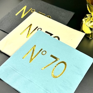 70th Birthday Decorations - 70th Birthday Napkins - Couture Themed Napkins - Seventieth Party Decoration - Hot Foil Stamped -