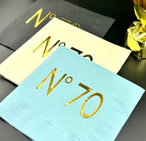 70th Birthday Napkins- No 70 Couture Theme - Foil Stamped - Party Decorations