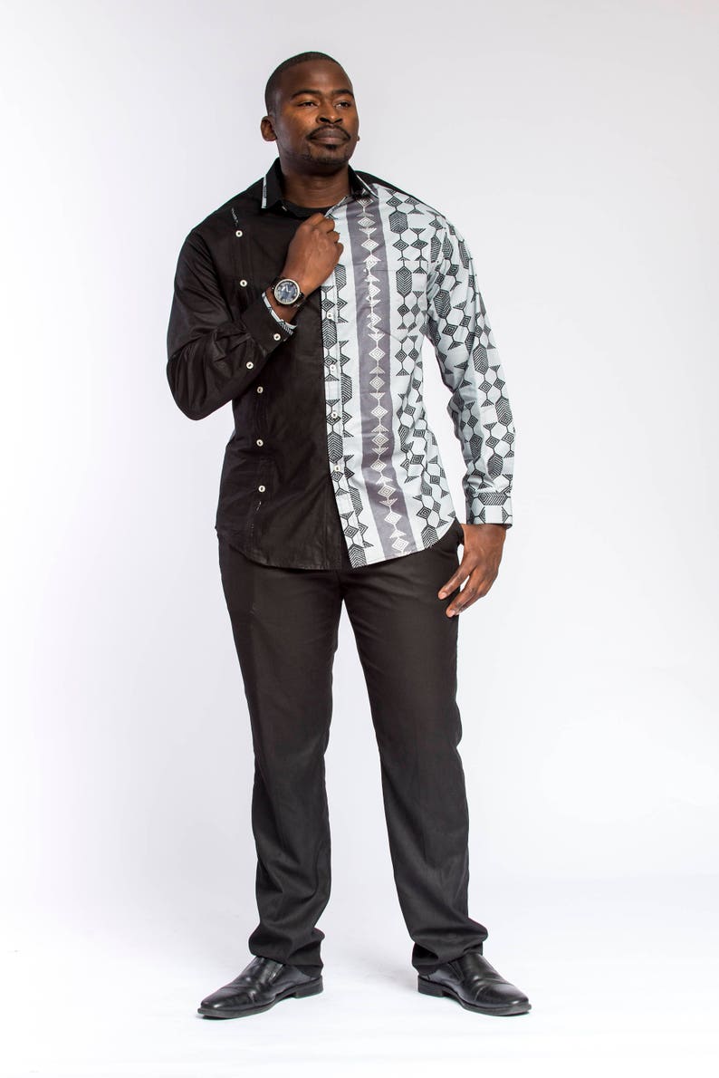 Black & Multicoloured Woodin Ankara African Print Mens Shirt Etsy