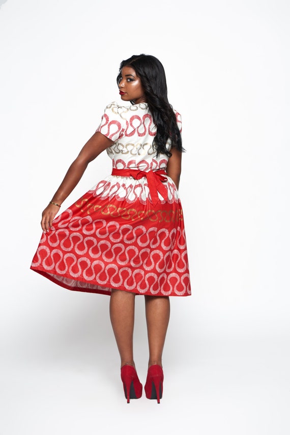 red and white african print dress Red and White Infinity Dress | African Clothing for women Plus Sizes Available | African couple outfit for date night