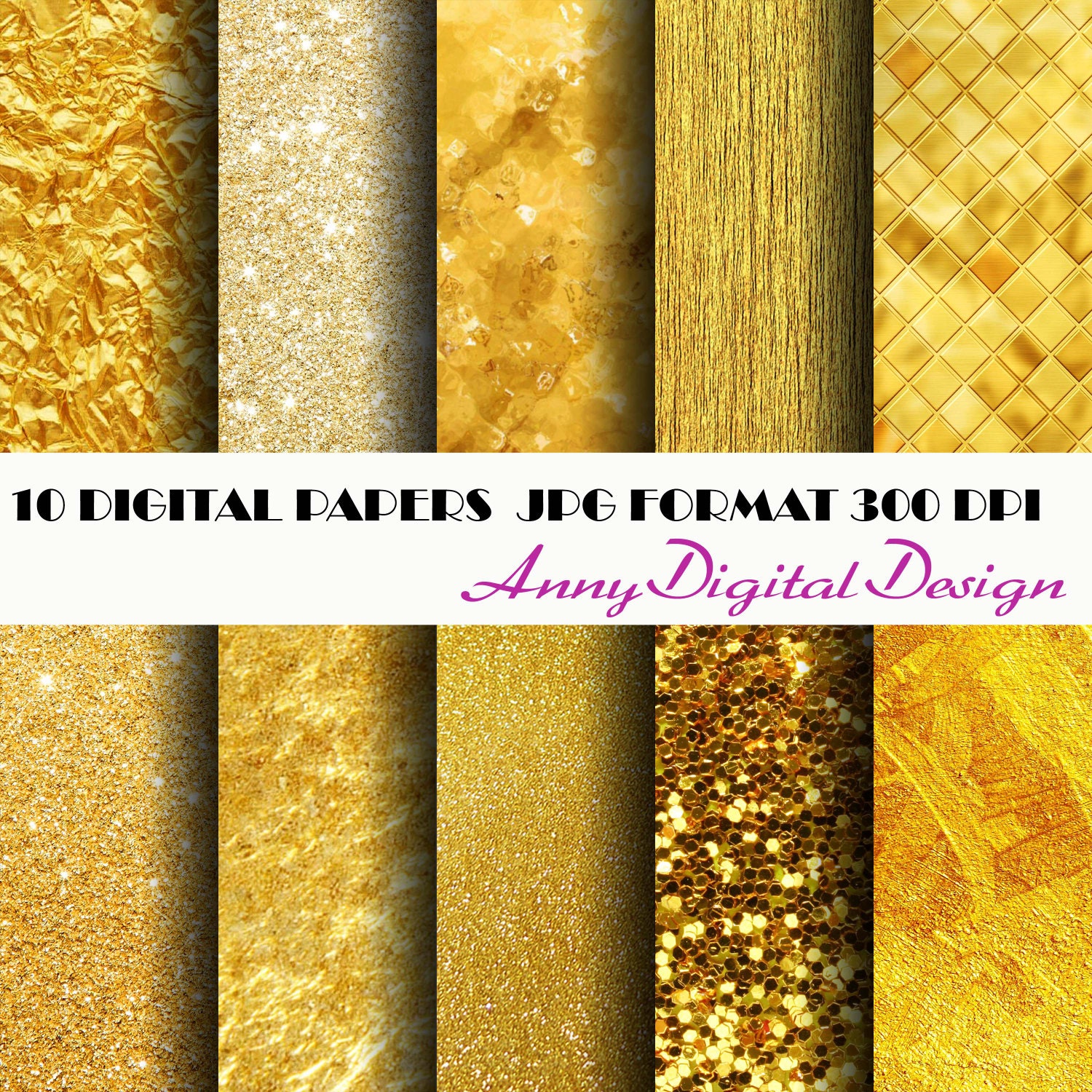 Gold Foil Digital Paper Metallic Gold Digital Paper Gold Etsy