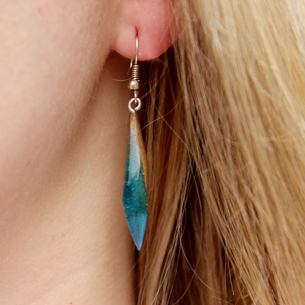 Wood resin earring Wood resin Jewelry Wood earring boho Jewelry Wooden jewelry Wooden earring statements earring rustic jewelry Wooden earri