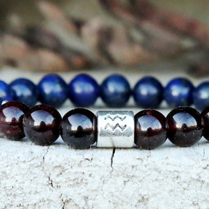 Garnet Bracelet Aquarius jewelry Zodiac jewelry Zodiac gift Zodiac bracelet Aquarius Sign Bracelet  Horoscope jewelry Astrology jewelry