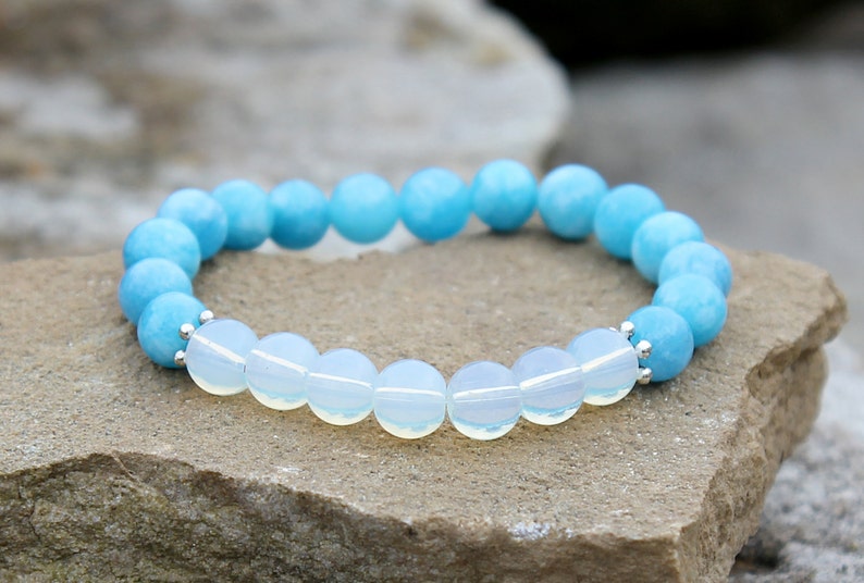 Opal Schmuck Aquamarin Schmuck Opal Armband Geschenke für Schwule Armband Homosexuell Schmuck Aquamarin Armband Edelstein Armband blau Armband Bild 1