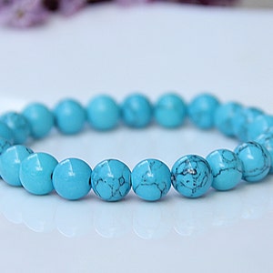 Bracelet for mom Turquoise Bracelet Turquoise Jewelry gemstone Bracelet Womens Bracelet Blue Stretch Bracelet Bead Bracelet Natural bracelet