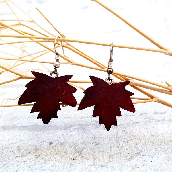 Joyería de otoño Joyería de woodland pendiente de gota pendiente de gota de pendientes Joyería de hojas Joyería de madera Pendiente de madera Joyería de madera Pendiente de madera Earri de hojas