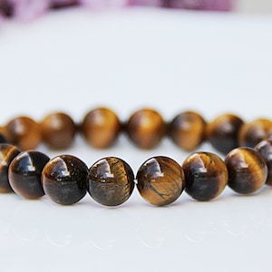 Pulseira para ele, presente para homens, pulseira olho de tigre, joia, elástico, pulseira com pedras preciosas naturais, pulseira com contas