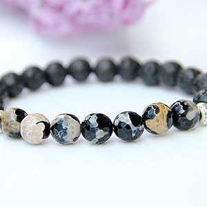 mens Jewelry mens bracelet Father gift Father day gift Fathers bracelet His Bracelet Black Lava bracelet Lava Jewelry men Beaded bracelet