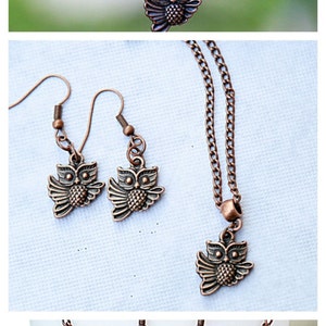 owl jewelry Copper owl earring owl necklace Everyday earrings Gift for her Summer earrings Trending earrings Everyday jewelry image 3