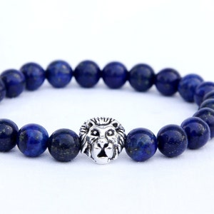 mens bracelet for mens Jewelry lion Jewelry lion bracelet lapis lazuli Jewelry lapis lazuli Bracelet Gemstone Jewelry Gemstone bracelet
