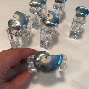 6 High gloss oyster shell lucite napkin rings 6 High gloss oyster shell lucite napkin rings