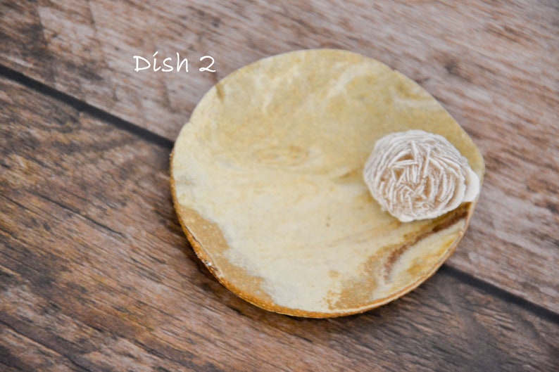 Ready to Ship Handmade Marbled Clay Ring Dish Desert Rose Selenite Crystal Ring Dish Natural Rustic Ceramic Trinket Dish