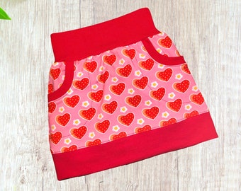 Children's skirt "Strawberry" with skate-style bags, handmade in desired size