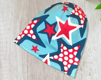 Beanie "Blue stars" in desired size, child, teenager, adult, boy, girl, individually or as a set with loop