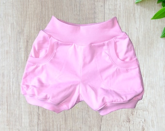 Pump pants, shorts, shorts with pockets, plain, pink, shorty