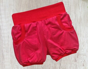 Pump pants, shorts, shorts with pockets, plain, red, shorty