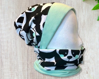 Beanie "Panda" in desired size, child, teenager, adult, boy, girl, single or as a set with loop