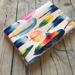 Fabric book cover notebook cover journal cover bible cover book sleeve, feathers