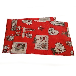 Set of 2 cotton placemats, linen placemats, Christmas gift, Christmas decoration, reversible placemats, table linens, Christmas placemats