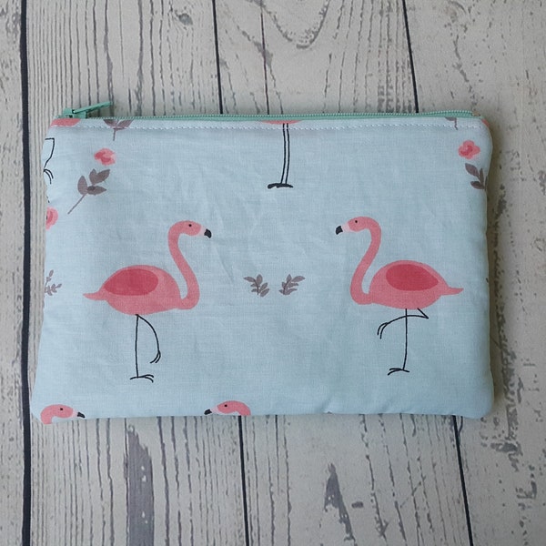 Makeup zipper bag, pink flamingos, makeup bag,makeup organizer, makeup pouch, bridal bag, bridal shower gift, toiletry bag, cosmetic bag