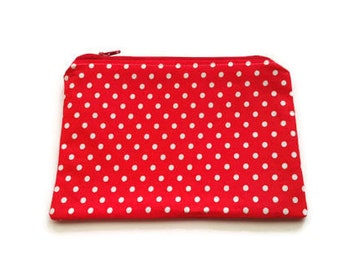 Polka dots makeup organizer, cosmetic storage case, makeup case, zipper pouch, toiletry bag, bridal shower gift, bag organizer, makeup pouch