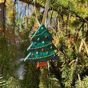 Wooden Christmas Tree Shaped Ornament, Christmas Ornament, Hand Painted Ornament, Tree Ornament