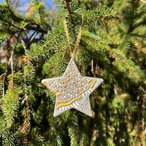 Silver Star Ornament - Celestial Ornament - Hand painted - Galaxy - Christmas ornament -  Nursery decor - New baby gift - Gold - Texture