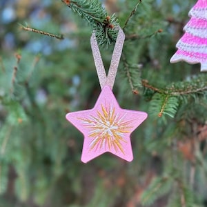 Pink Celestial Star Ornament – Metallic Nursery Decor
