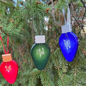 Filament Christmas Light Bulb Ornament - Ornament - Christmas Light - Hand painted - Christmas Ornament