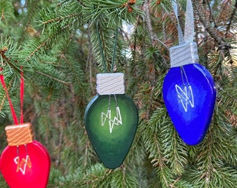 Hand-Painted Filament Christmas Light Bulb Ornament