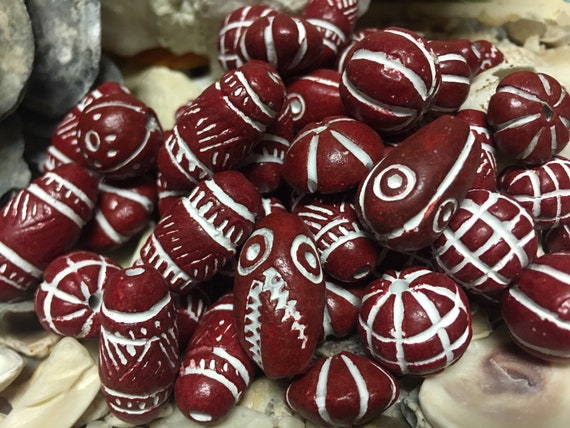 Buy SUPPLY: 15 Tribal Style Ceramic Beads /ethnic Beads/ Matt Finish Boho  Beads /red Clay Beads/ Vintage Beads.h1-167902598 Online in India 