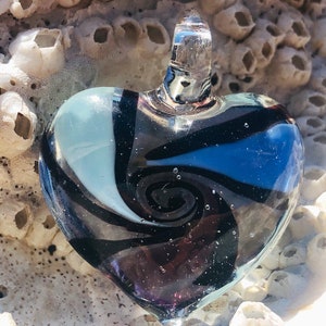 Heart Lampwork Pendants /  Glass Heart  / Heart Charm /Blown Glass Pendant. {C5-94#00815}