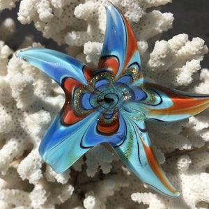 1pc Lampwork Glass Star Fish Pendant  / Handmade Pendants  Starfish. {N3-1536#001572}