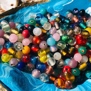 50 grams Vintage Colorful Round Glass Beads - 4-5mm