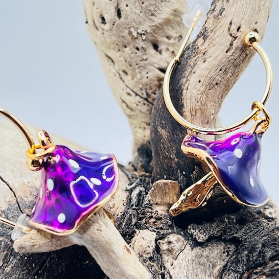 Colorful Mushroom Drop Earrings: Enchanted Forest Dangles