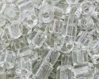 Cuentas de cristal veneciano antiguo: cuentas hexagonales transparentes de 7 mm, Italia (50 piezas)