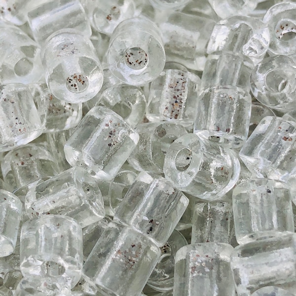 ANTIQUE: 1800's to 1920's - 50 Venetian Crystal Glass /  Crystal Bead / 7mm Clear Hex Beads / Made in Italy {Q2-1594#02166}