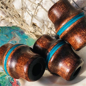 1970's Huge Wood Beads/ Bamboo Shape Dark Brown Beads/ Large Hole Giant Beads / Macrame Beads / Wooden Beads. {O5-1581#1921}
