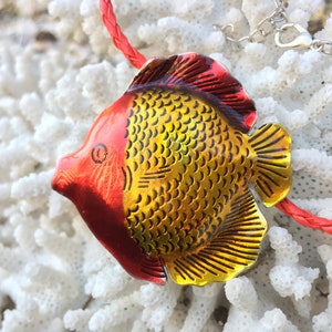 Fish Necklace/Jewelry Necklace /Enameled Fish Charm. {B1-41#00192}