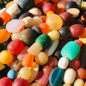 Matte Resin Bead Strand Mixed Shapes Beads / Mixed Bright Colors Beads. {N6-1551#001672}