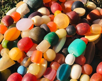 Matte Resin Bead Strand Mixed Shapes Beads / Mixed Bright Colors Beads. {N6-1551#001672}