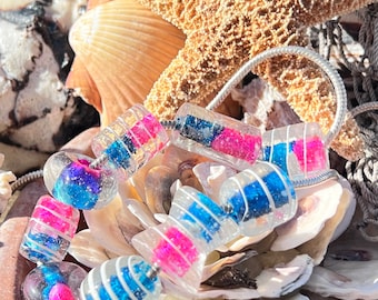 10 Stück Vintage Chunky Murano Glas Perlen: Großes Loch Fokal Perlen