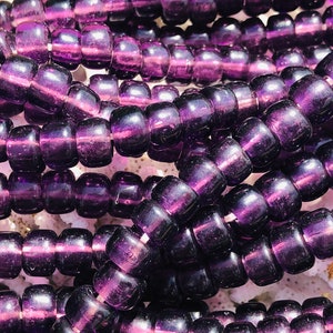 50pc  Macrame Beads -Venetian Purple Glass Crow Bead  - Made in Italy -Glass Crow Rollers Beads. {O3-1574#01864