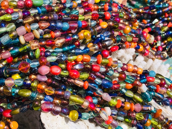 HANDMADE: Mix Iridescent Colorful Glass Beads /small Glass Bead Strand/ Glass  Beads. Q1-1584002117 