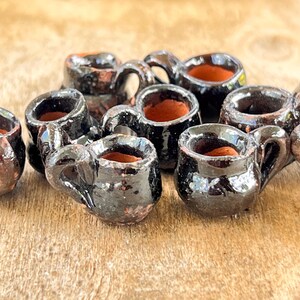 10pc Ceramic Beads /Hand Made Mexican Beads/ Miniature Jarro Beads. {E8-185#001232}
