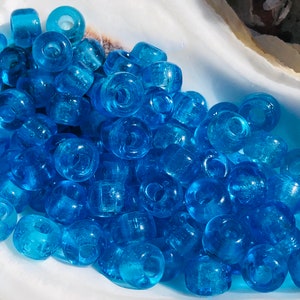 Lieferumfang: 50 Blau Bunte Glas Krähe Roller Perlen - Makramee Perlen - Großloch Perlen /Glasperlen. {G4-1666#02532}