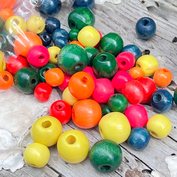 SUPPLY: 125 Assorted Chunky Wood Macrame Beads / Mix Sizes and