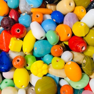 50g Vintage Opaque Glass Beads: Mixed Bright Colors, 5-8mm
