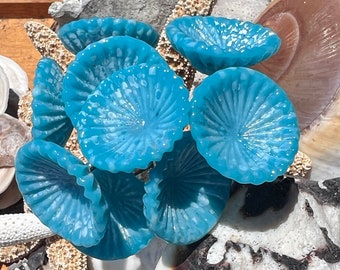 Vintage Blue Glass Flower Headpins: Spring Ornament Supply (Set of 5)