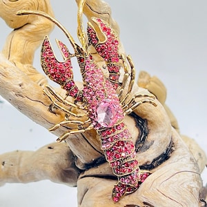 Rhinestone Shrimp Brooch. {E7-180#1334}